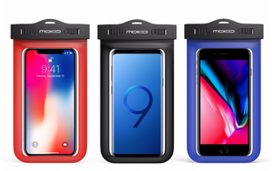 Fingerprint release arm with waterproof cell phone pocket