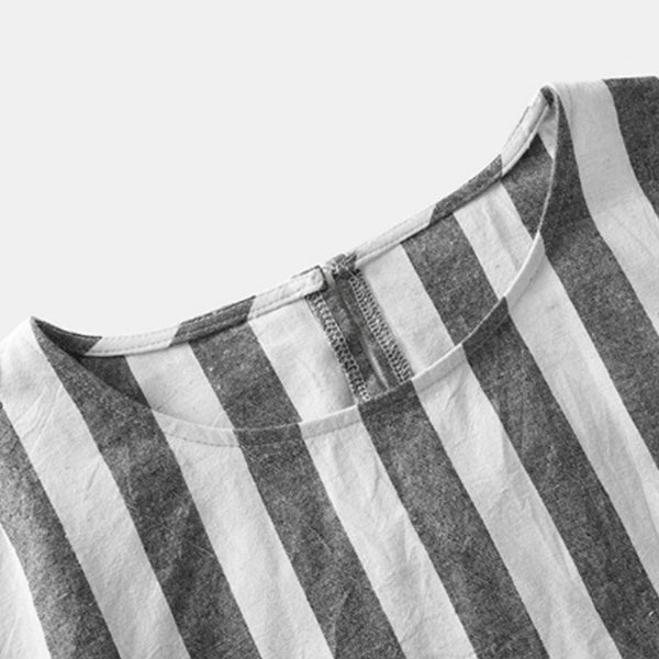 Camisa de lino cómoda a rayas para hombre