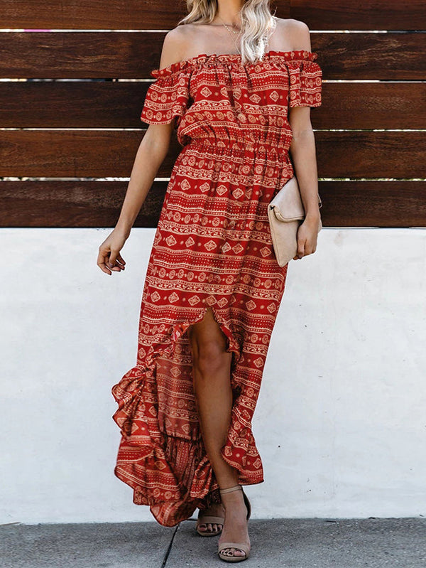Vestido largo de hombro boho