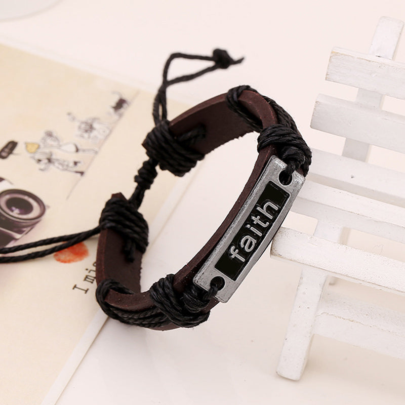 Pulsera de cuero genuino vintage para hombre