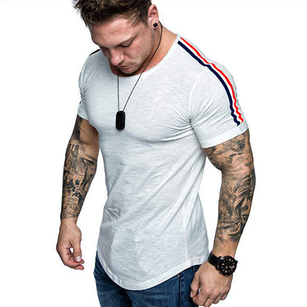 Kurzärmliges T-Shirt mit schmalem Schnitt und gestreiftem Print für Herren