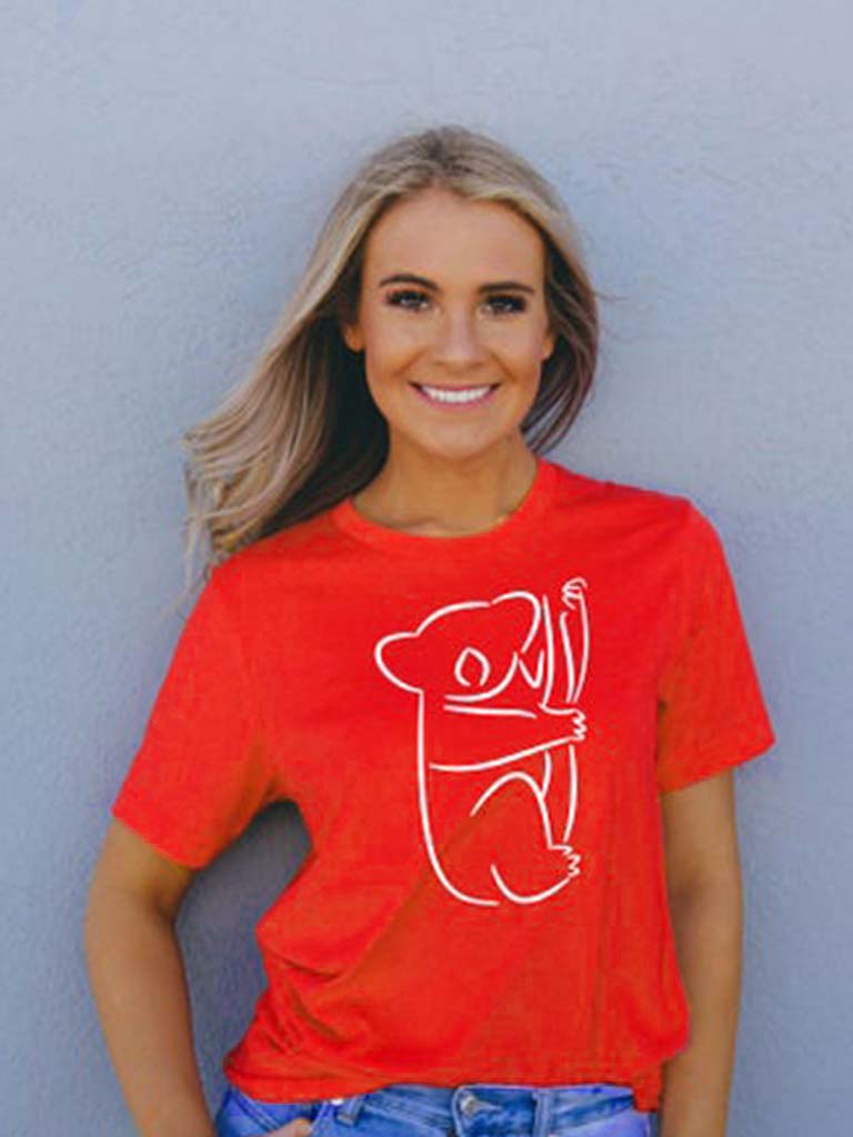 Damen Koala Print Kurzarm Top