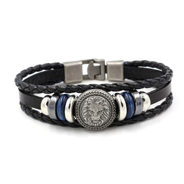 Pulsera vintage de cuero de león con tachuelas