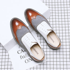 Sactino Brogue zapatos de cuero blanco / amarillo