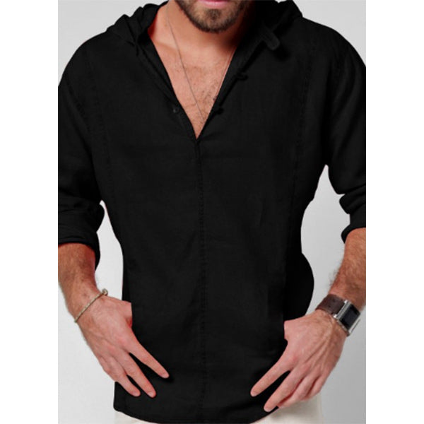 Camiseta de lino para hombre con capucha
