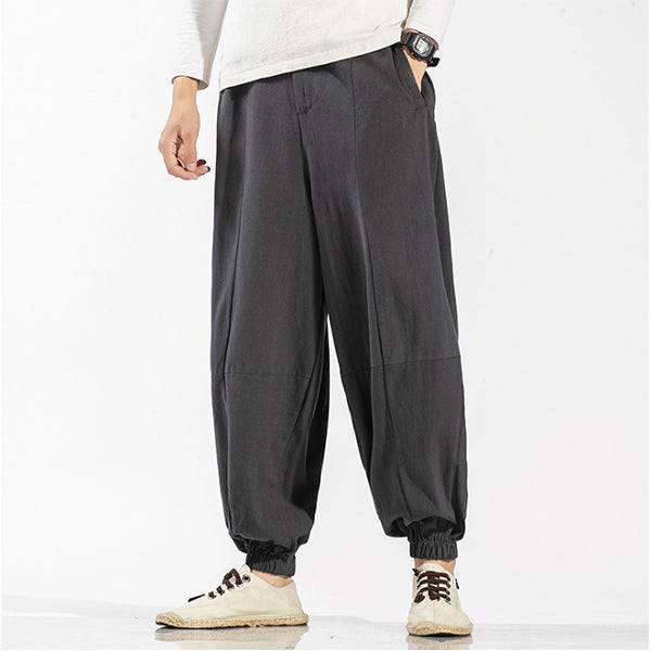 Pantalones de lino estilo chino para hombres