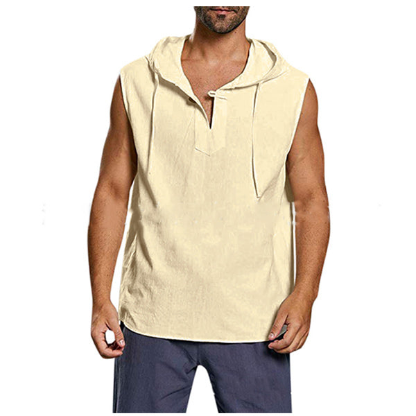 Chaleco de lino con capucha para hombre.