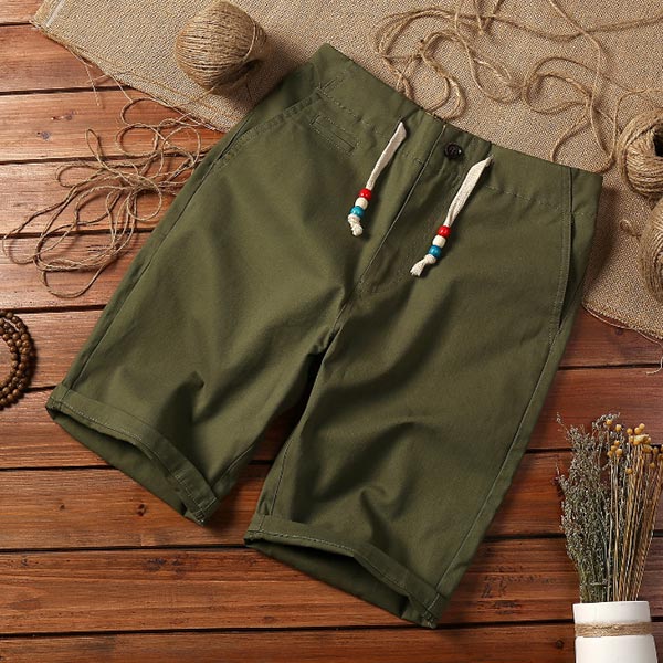 Shorts lisos en algodón liso y lino para hombre