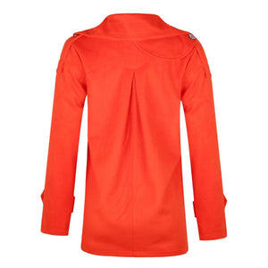 Plus Size Buttoned Solid Casual Shawl Collar Coat