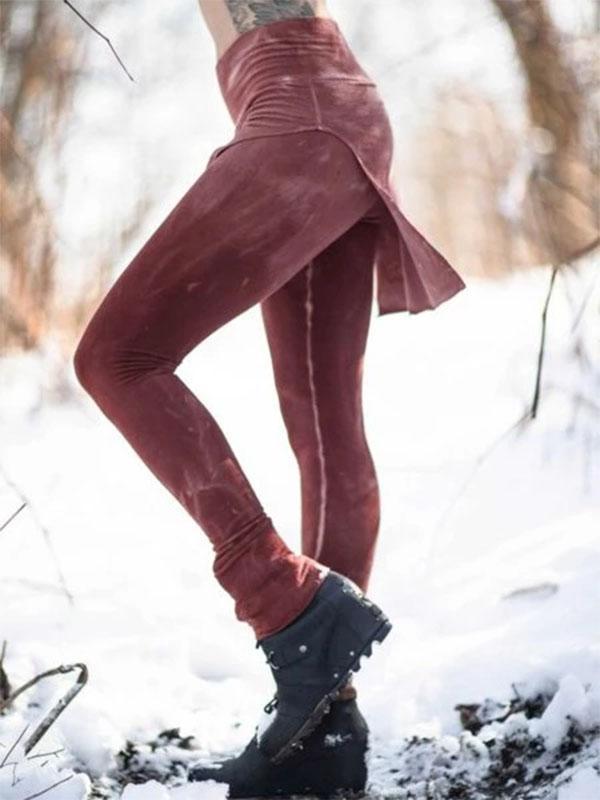 Leggings elásticos retro en color liso para mujer