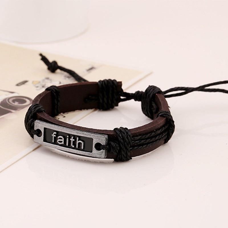 Pulsera de cuero genuino vintage para hombre