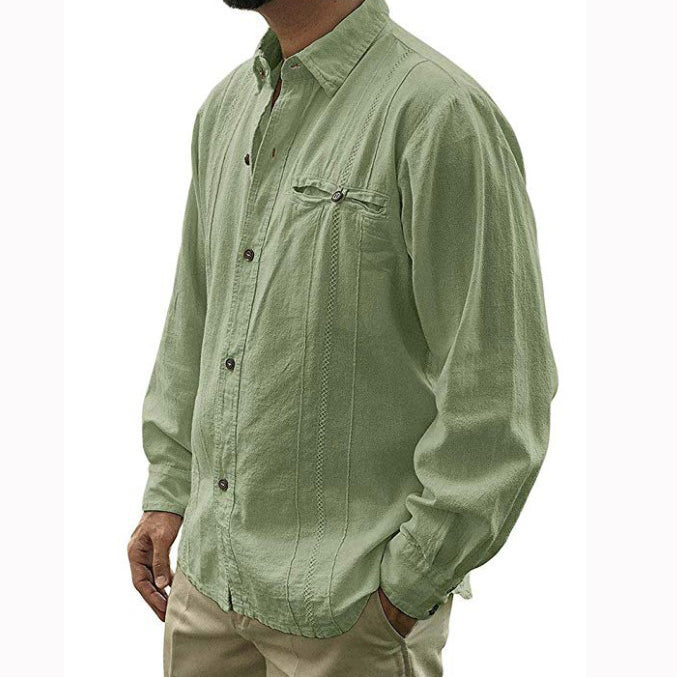 Front Pocket Men Button Down Langarmhemden