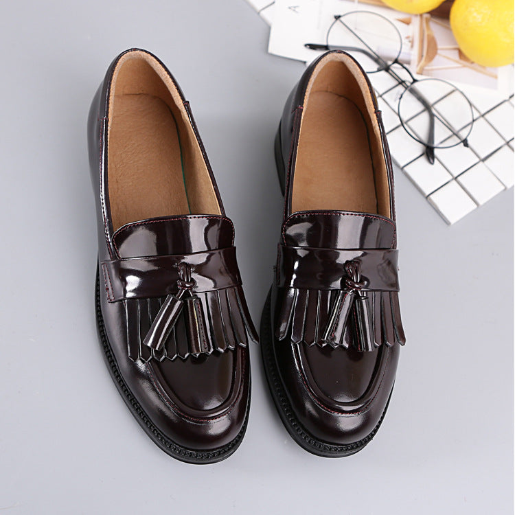 Zapatos de cuero burdeos / negro hechos de zapatos