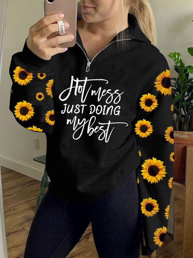 Heiße Sauerei für Frauen, die gerade mein bestes Sonnenblumenmuster-Reißverschluss-Sweatshirt tut
