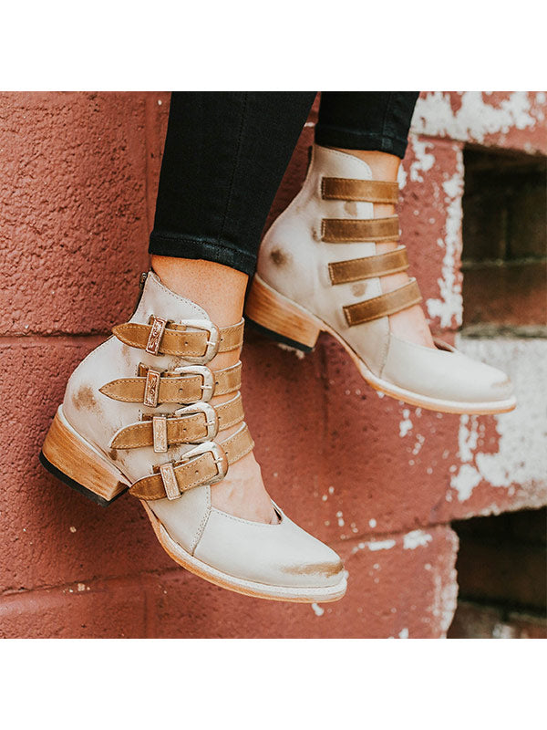 Frauen Retro Gürtelschnalle Pumps