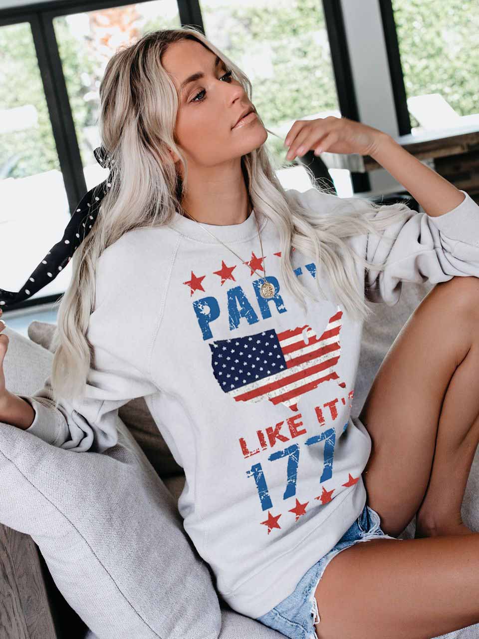 La fiesta de las mujeres es la misma que en 1776. Jersey con estampado de bandera americana