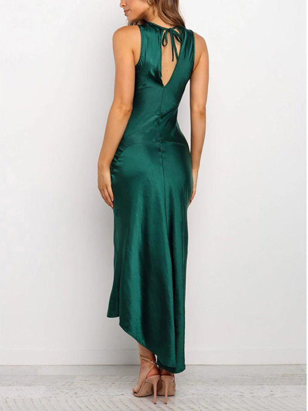 Sexy Pure Color ärmellose Slit Party Kleider