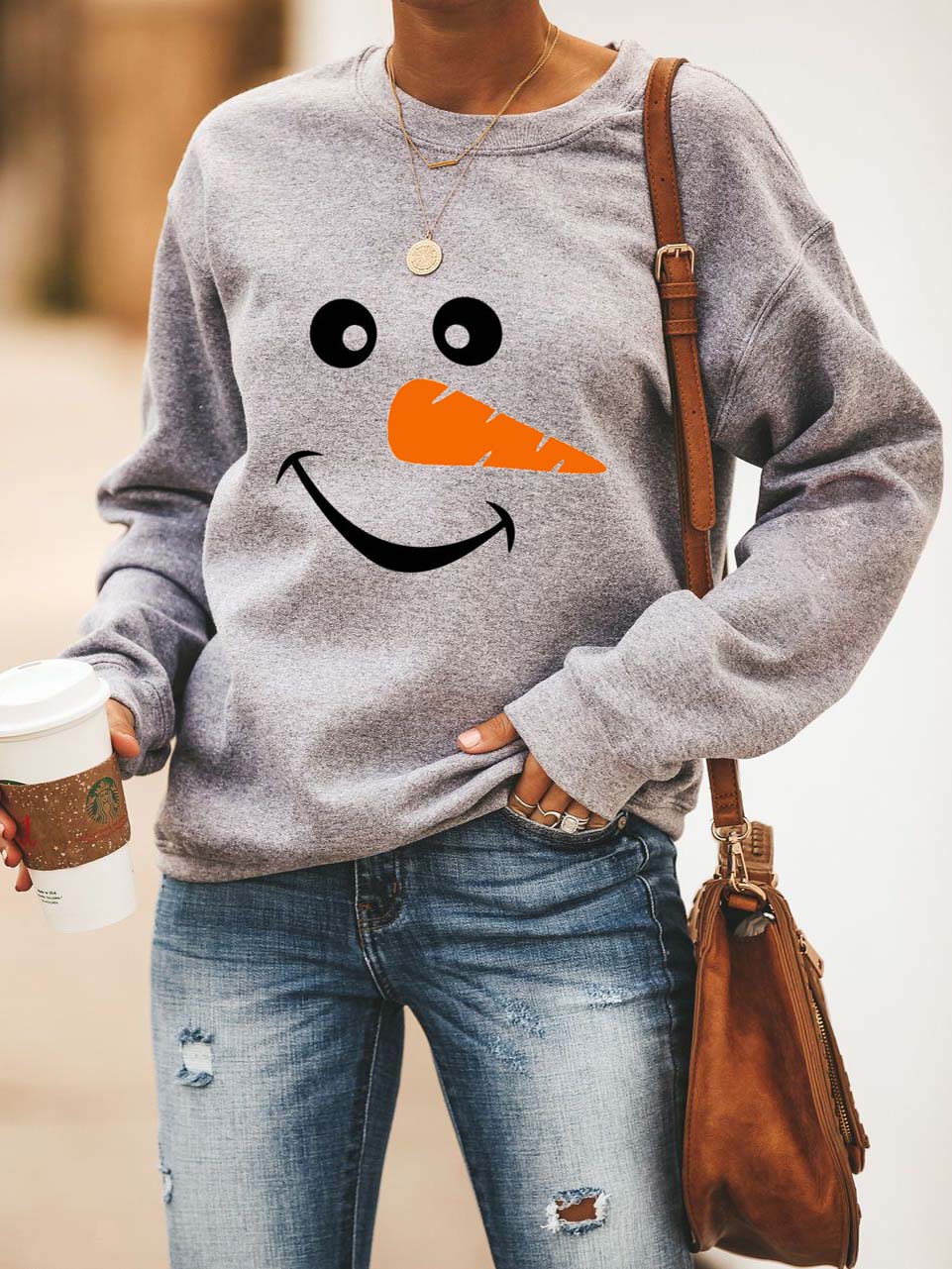 Damen Sweatshirt mit winterlichem Muster