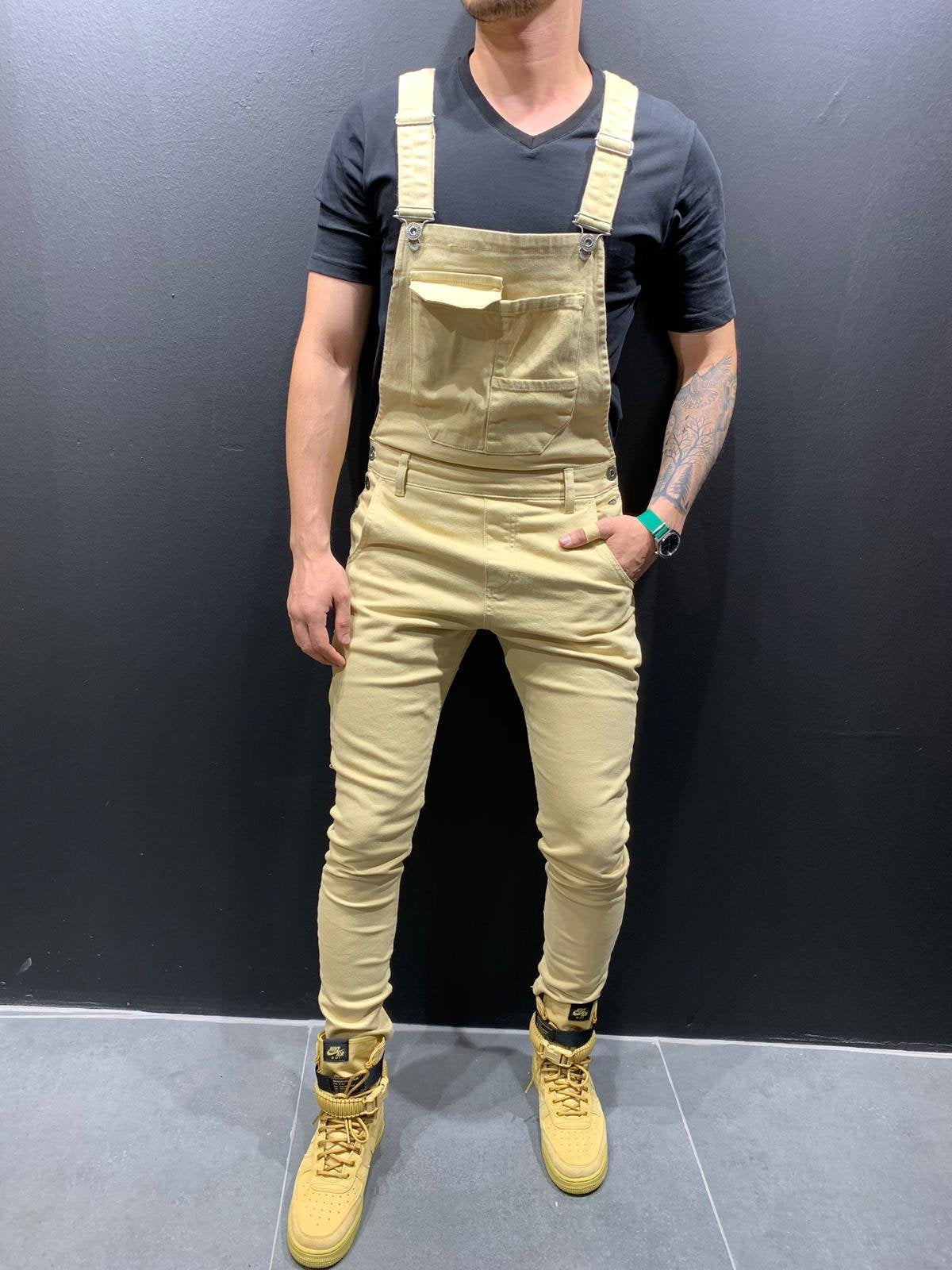 Wish Amazon moda hombre tirantes mamelucos de mezclilla pantalones de mezclilla rasgados comercio exterior monos populares