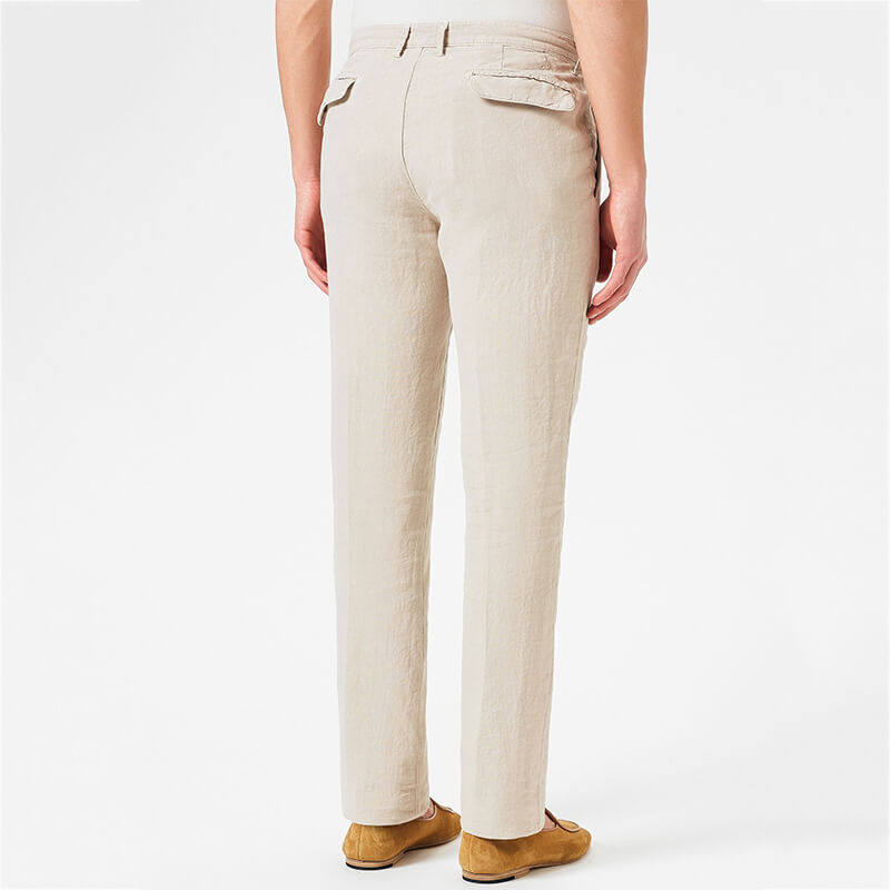 Pantalones de cremallera transpirables cómodos de verano con estilo para hombres hechos de lino natural