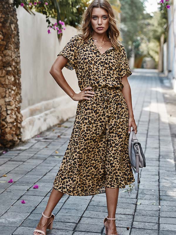 Vestido estampado de leopardo para mujer
