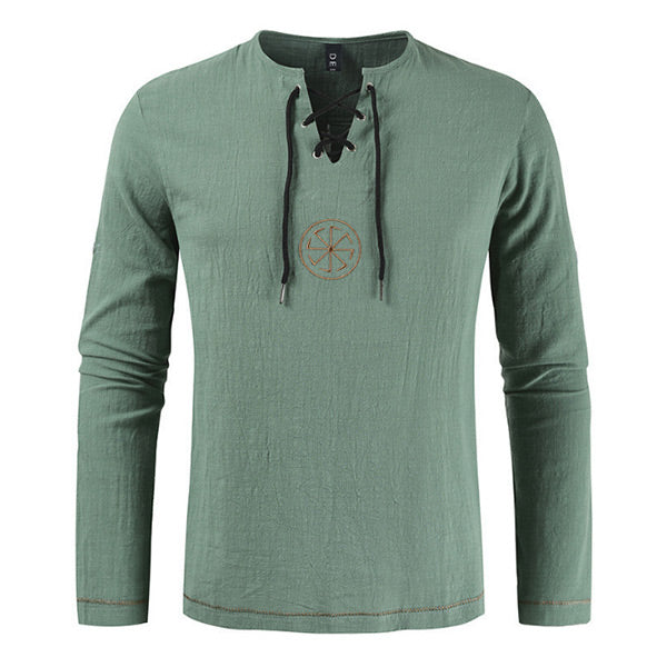 Camiseta casual de manga larga bordada para hombre