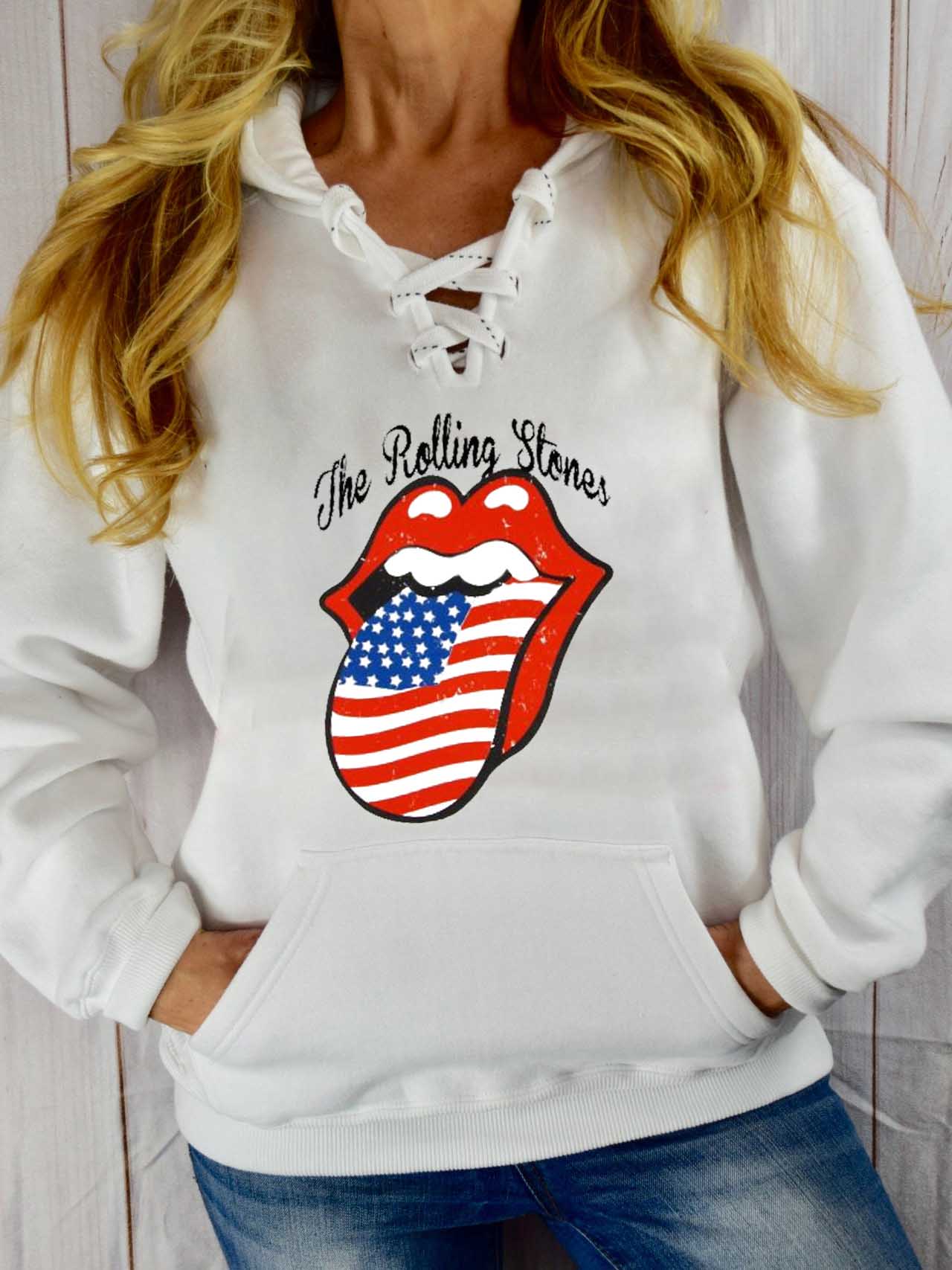 Suéteres de mujer &quot;Rolling Stones Print&quot; con encaje