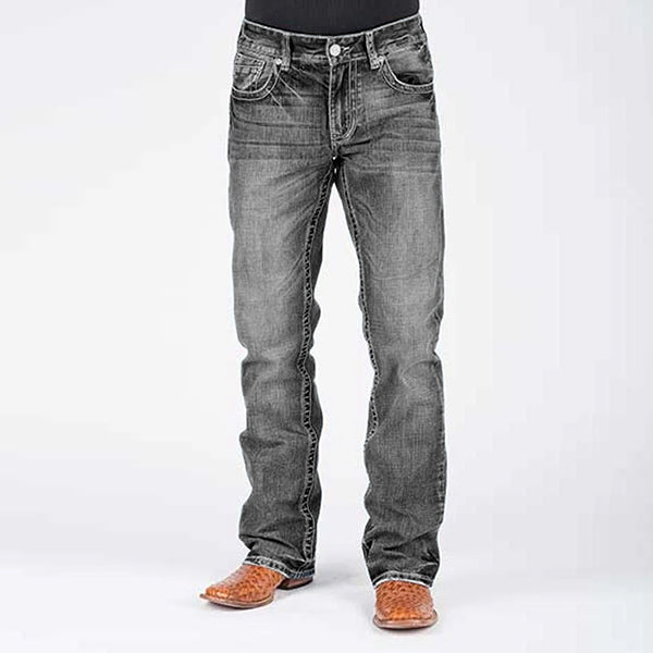 Jeans con corte de zapato piezo denim inverso de baja nobleza