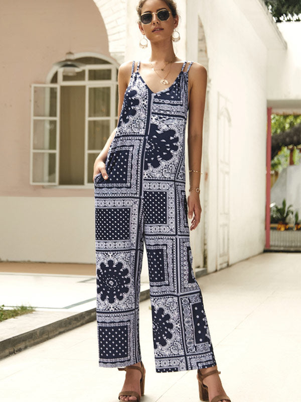 Damen Sling Boho Print Overall