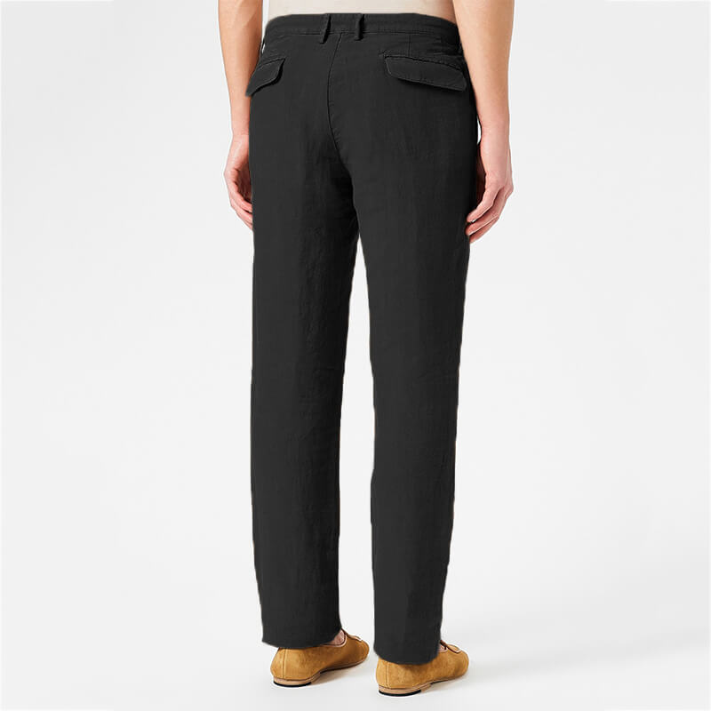 Pantalones de cremallera transpirables cómodos de verano con estilo para hombres hechos de lino natural