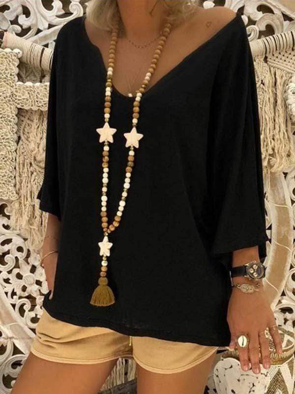 Camisa con cuello en v talla grande