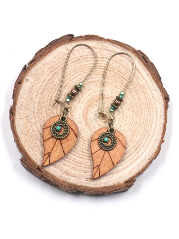 Pendientes de aleación de madera para mujer