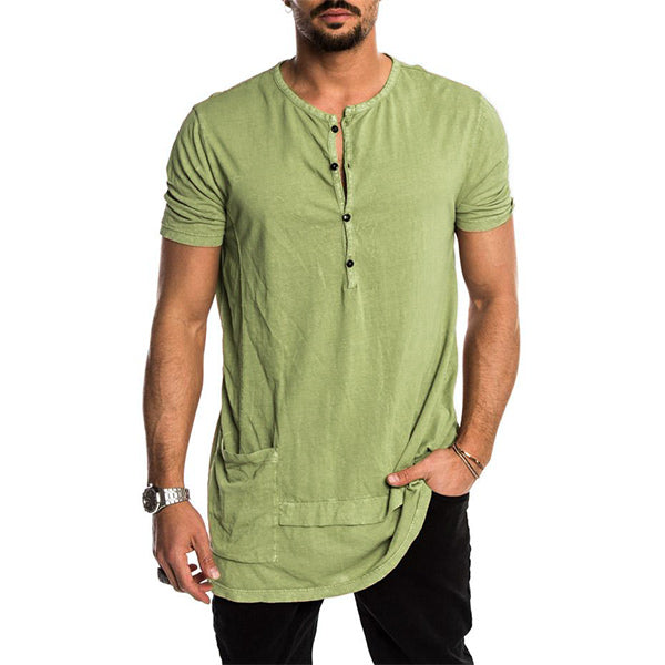 Camiseta de hombre con botones vintage con cuello redondo