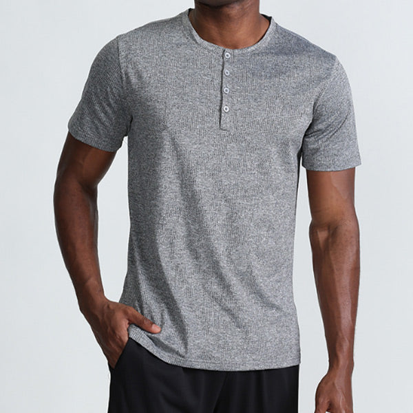 Schnelltrocknendes, atmungsaktives, einfarbiges Fitness-Kurzarm-T-Shirt für Herren