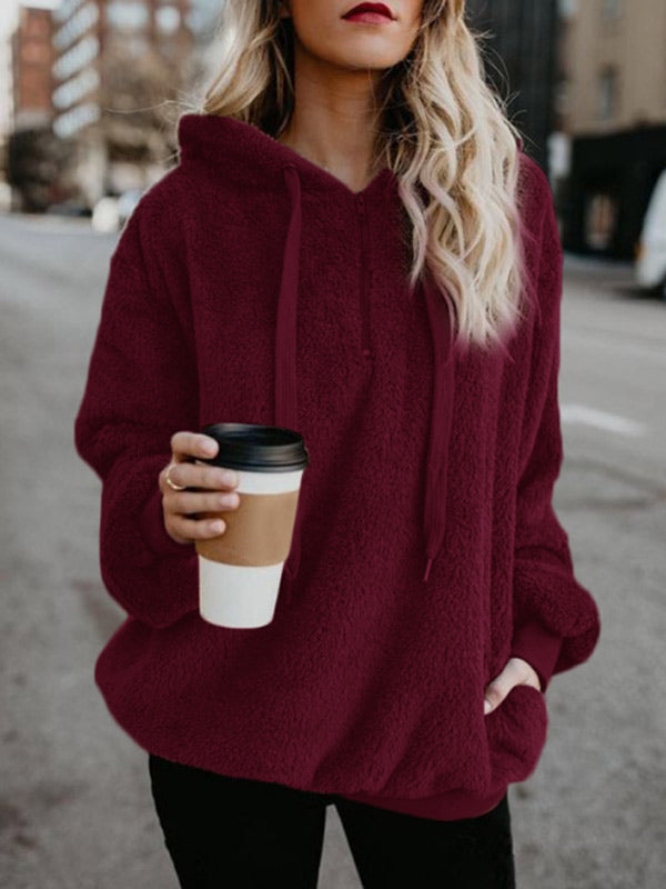 Sudadera con capucha de felpa de moda para mujer