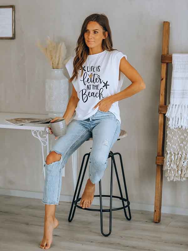 La vida de las mujeres es mejor en la playa Camisetas estampadas