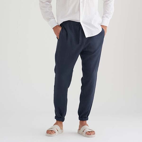 Pantalones de lino cónicos para hombres
