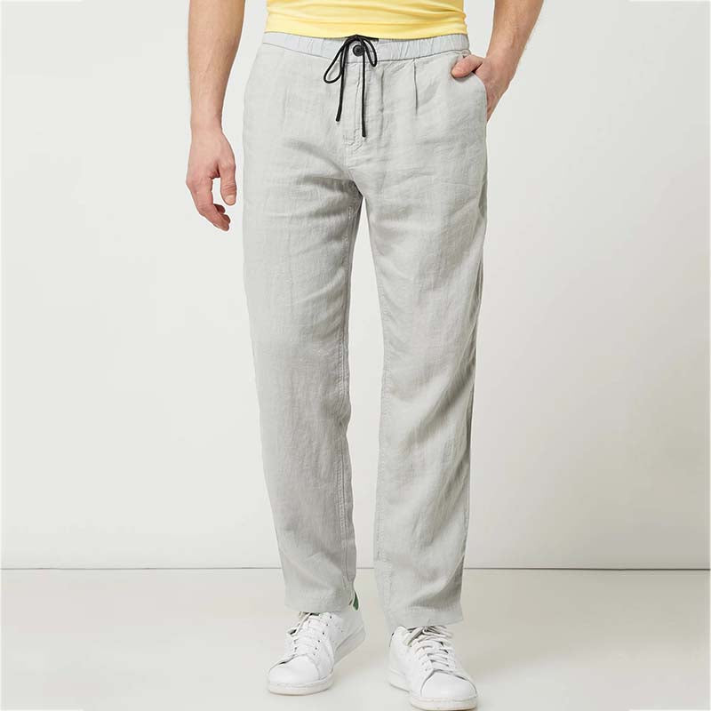 Herren Slow Fashion Sommer Cool Komfortable Kordelzug Elastic Waist Natural Leinenhose