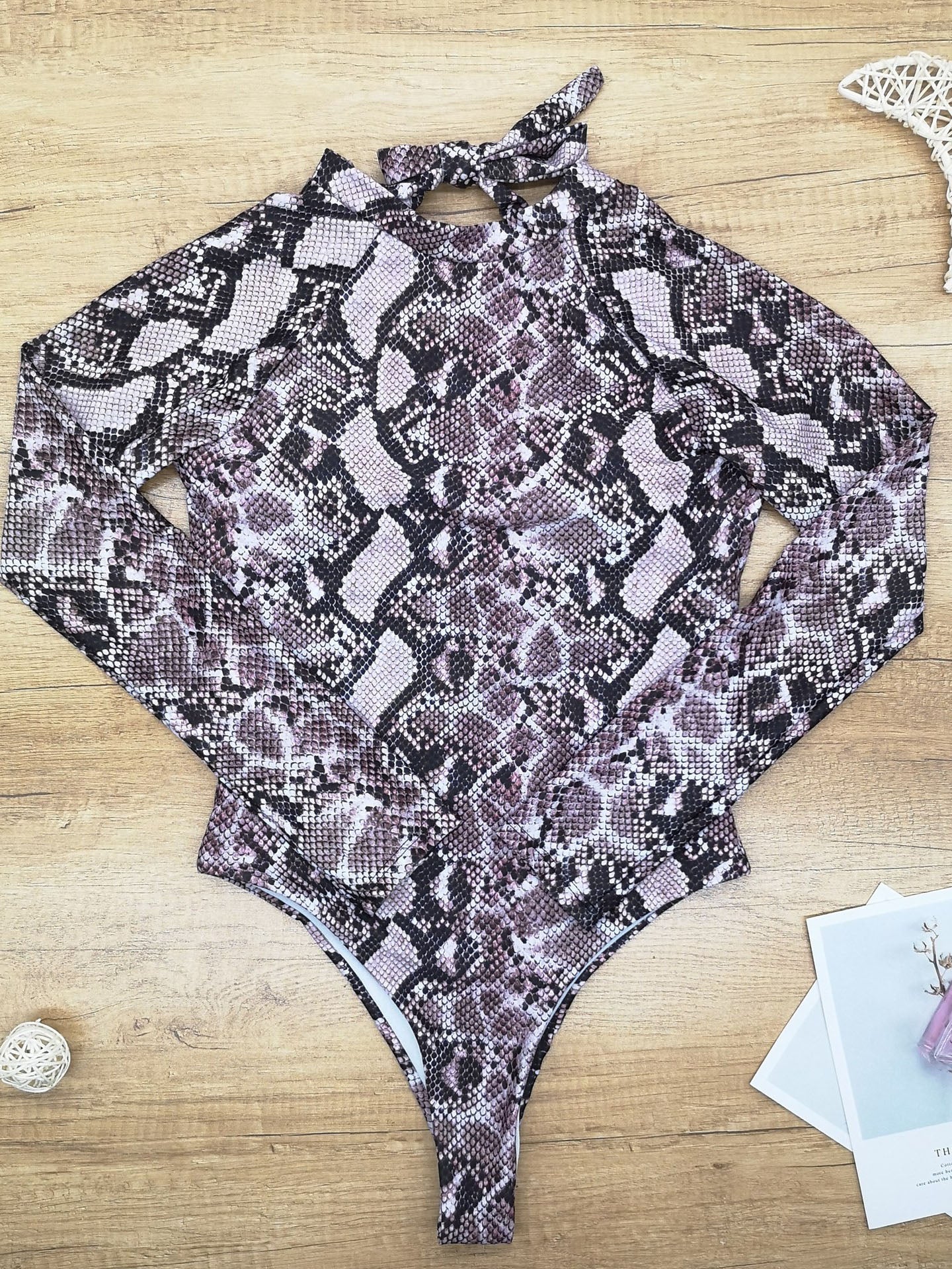 Langärmliger Skinny Pack Mehrfarben-Siamesischer Badeanzug für Damen