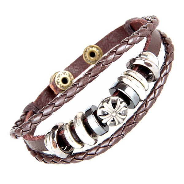 Pulsera de cuero hecha a mano de los hombres
