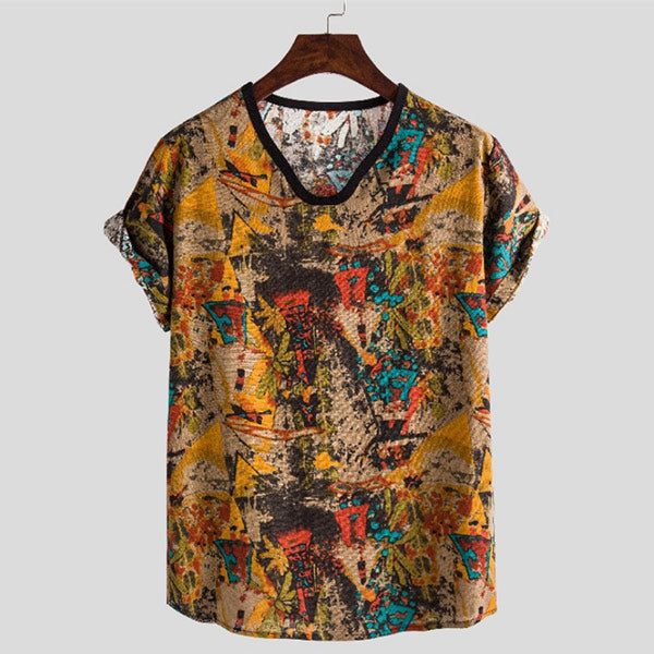 Leichtes Kurzarm-T-Shirt aus Baumwolle und Leinen für Herren