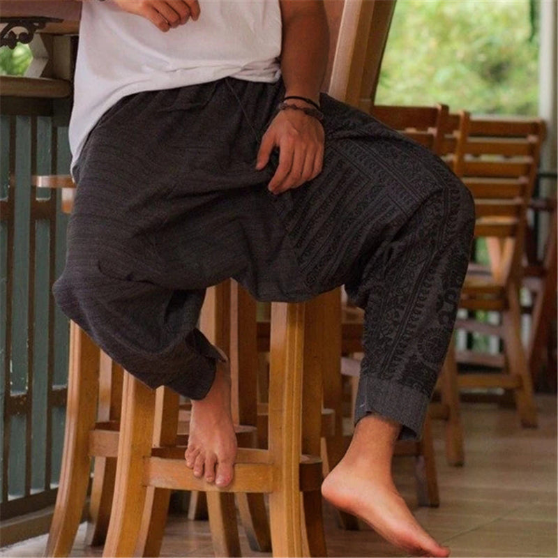 Pantalones de hombre con estampado retro, bragas regulares