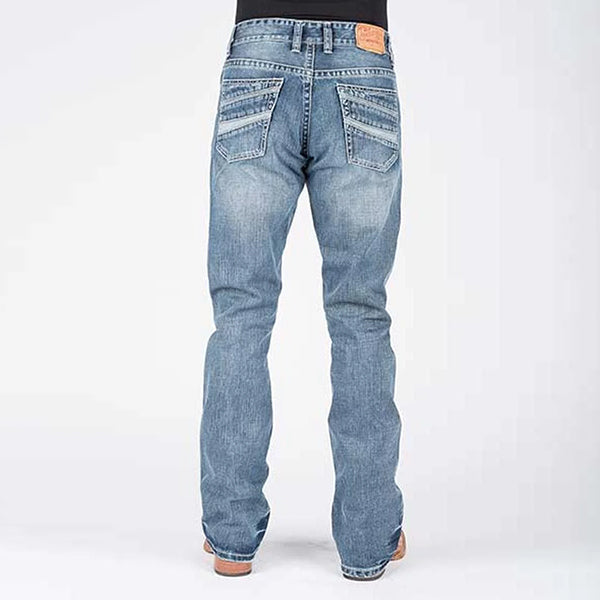 Jeans con corte de zapato piezo denim inverso de baja nobleza