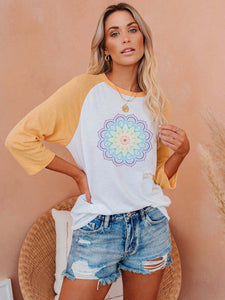 Camiseta con mangas 3/4 mandala arcoiris