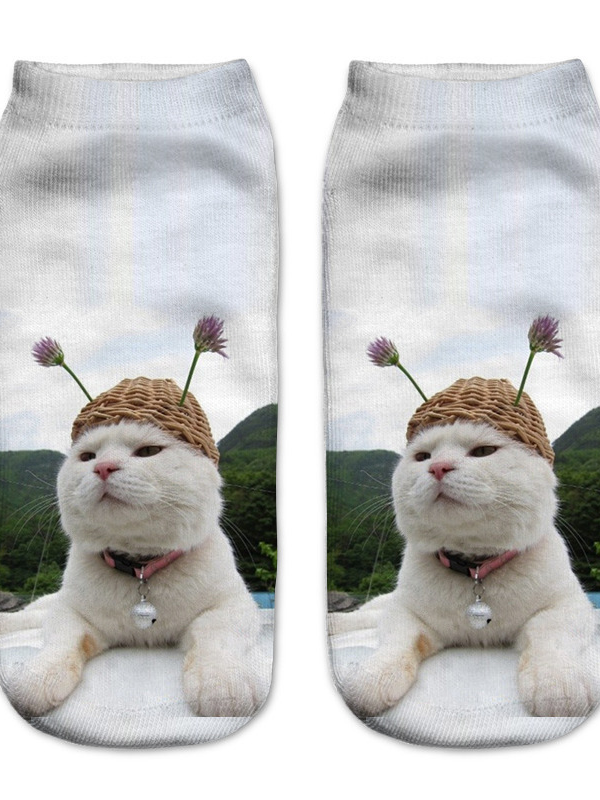 3D cute cat print socks
