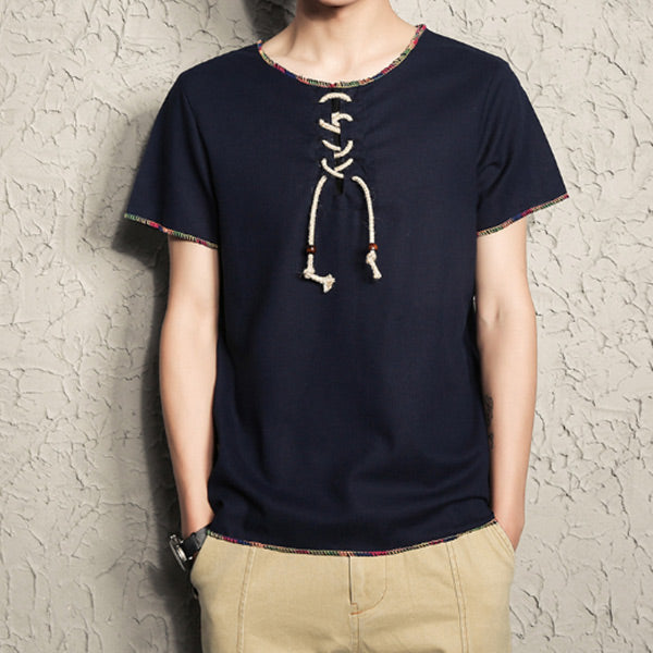 Retro-Schnür-T-Shirt für Herren