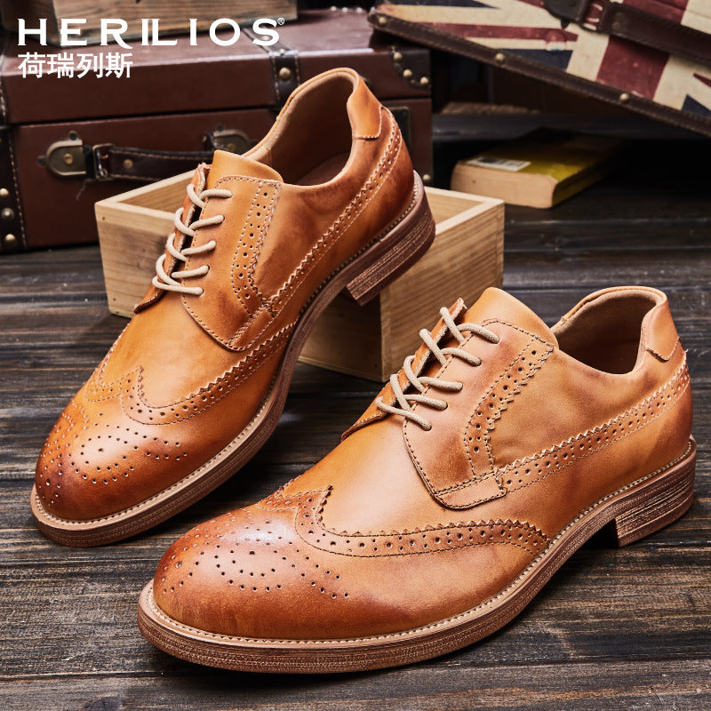 Sactino Brogue Lederschuhe in Braun / Schwarz