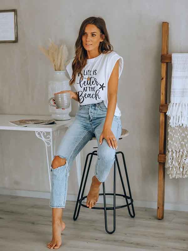 La vida de las mujeres es mejor en la playa Camisetas estampadas