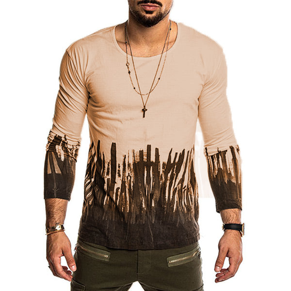 Vyriški marškinėliai ilgomis rankovėmis su medvilniniu atspaudu