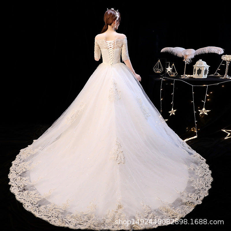 Suzhou wedding tail wedding dress factory direct wholesale wedding dress Tiger Hill wedding 2020 new bride one shoulder drag